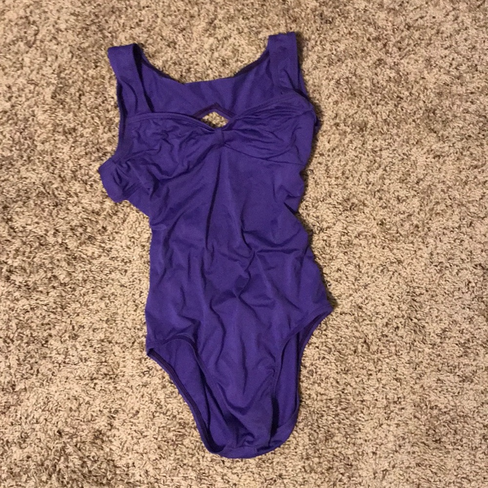 Purple cross back dance leotard